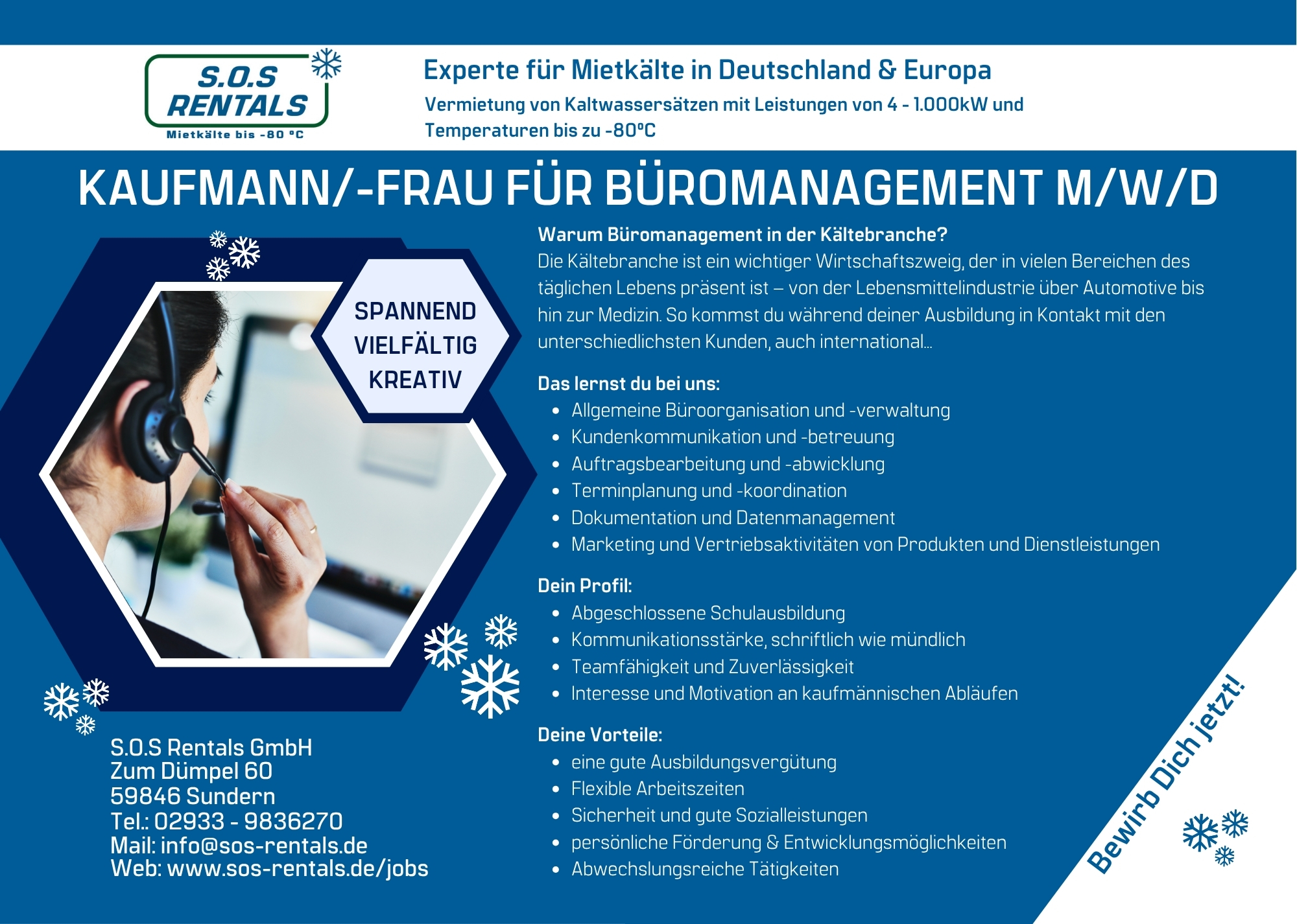 Stellenausschreibung zur Kauffrau/mann für Büromanagement