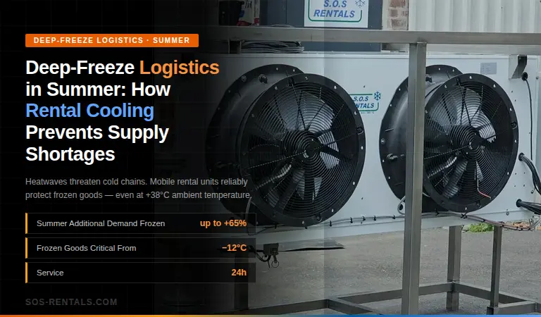 SOS-Rentals airhandler unit for cold-chain logistics in summer — rental refrigeration preventing supply bottlenecks